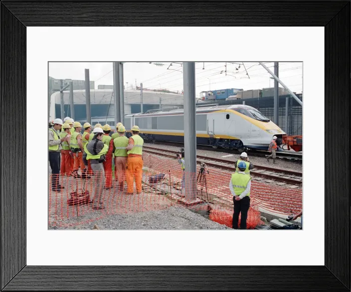 Framed Print : The first Eurostar test train hauled through the Channel Tunnel from France to Britain