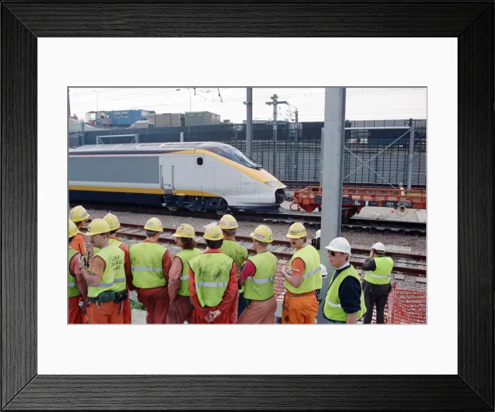 Framed Print : The first Eurostar test train hauled through the Channel Tunnel from France to Britain