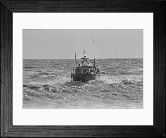 Framed Print : The R. N. L. B. Sealink Endeavour 12-002 Mersey Class Lifeboat seen here being put through Framed Print : The R. N. L. B. Sealink Endeavour 12-002 Mersey Class Lifeboat seen here being put through