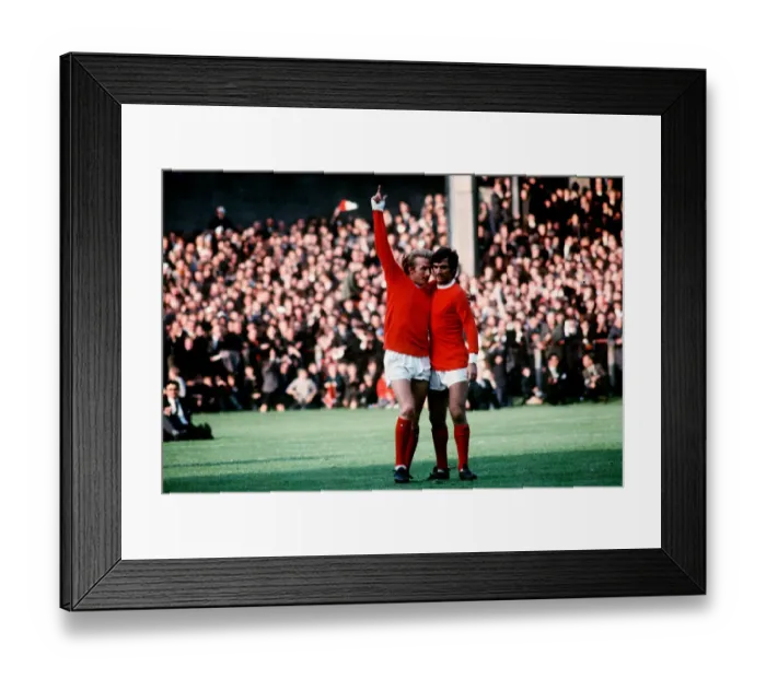 Framed Print : Denis Law & George Best, Manchester United Players Circa 1960s Framed Print : Denis Law & George Best, Manchester United Players Circa 1960s