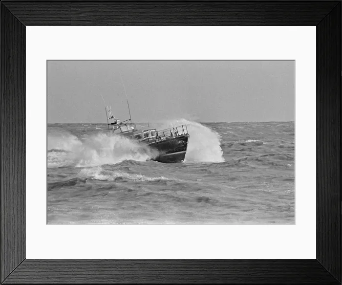 Framed Print : The R. N. L. B. Sealink Endeavour 12-002 Mersey Class Lifeboat seen here being put through Framed Print : The R. N. L. B. Sealink Endeavour 12-002 Mersey Class Lifeboat seen here being put through