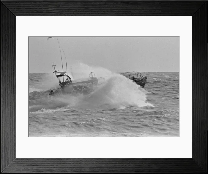 Framed Print : The R. N. L. B. Sealink Endeavour 12-002 Mersey Class Lifeboat seen here being put through Framed Print : The R. N. L. B. Sealink Endeavour 12-002 Mersey Class Lifeboat seen here being put through