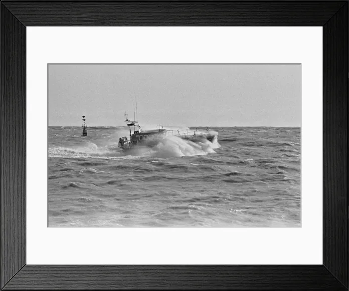 Framed Print : The R. N. L. B. Sealink Endeavour 12-002 Mersey Class Lifeboat seen here being put through Framed Print : The R. N. L. B. Sealink Endeavour 12-002 Mersey Class Lifeboat seen here being put through