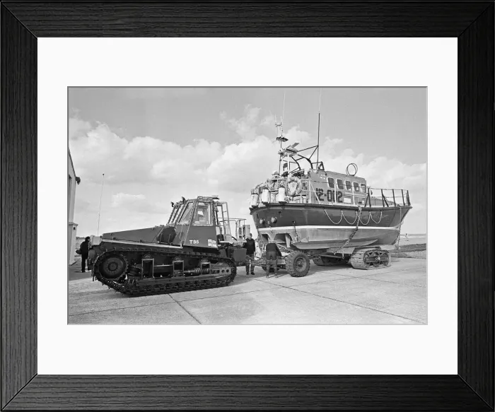 Framed Print : The R. N. L. B. Sealink Endeavour 12-002 Mersey Class Lifeboat seen here being put through Framed Print : The R. N. L. B. Sealink Endeavour 12-002 Mersey Class Lifeboat seen here being put through
