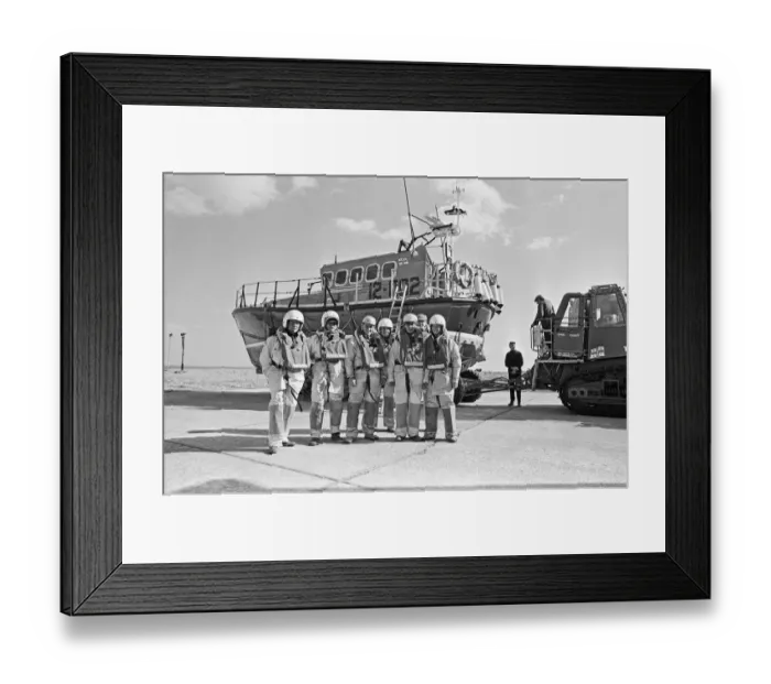 Framed Print : The R. N. L. B. Sealink Endeavour 12-002 Mersey Class Lifeboat seen here being put through Framed Print : The R. N. L. B. Sealink Endeavour 12-002 Mersey Class Lifeboat seen here being put through