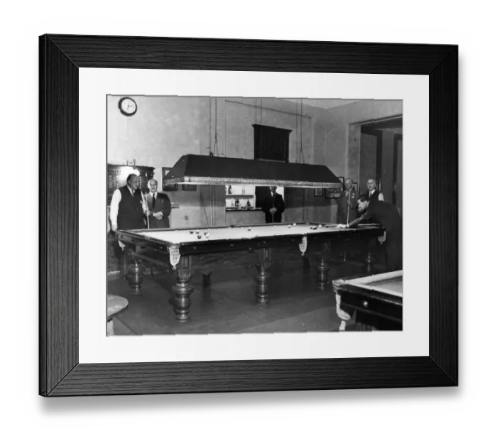 Framed Print : Billiard Room at the Racquet Club, Upper Parliament Street, Liverpool, December 1947
