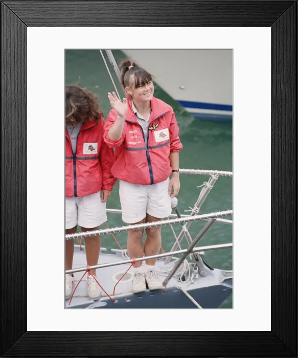 Framed Print : The first all female crew to sail around the world, skippered by 27 year old Tracy Framed Print : The first all female crew to sail around the world, skippered by 27 year old Tracy