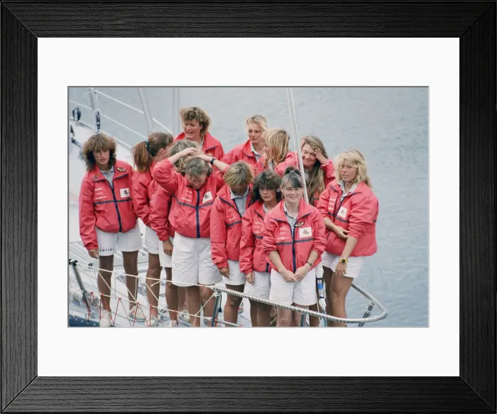 Framed Print : The first all female crew to sail around the world, skippered by 27 year old Tracy Framed Print : The first all female crew to sail around the world, skippered by 27 year old Tracy