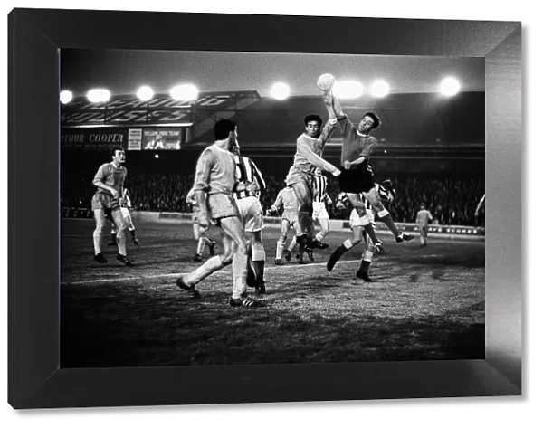 Reading v Bristol 29th April 1966 Bristol goalkeeper Bernard Hall duels with