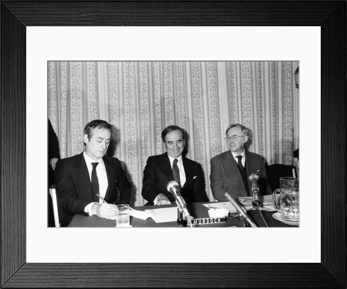 Framed Print : Rupert Murdoch buys The Times newspaper. Pictured at a press conference on the future of Framed Print : Rupert Murdoch buys The Times newspaper. Pictured at a press conference on the future of