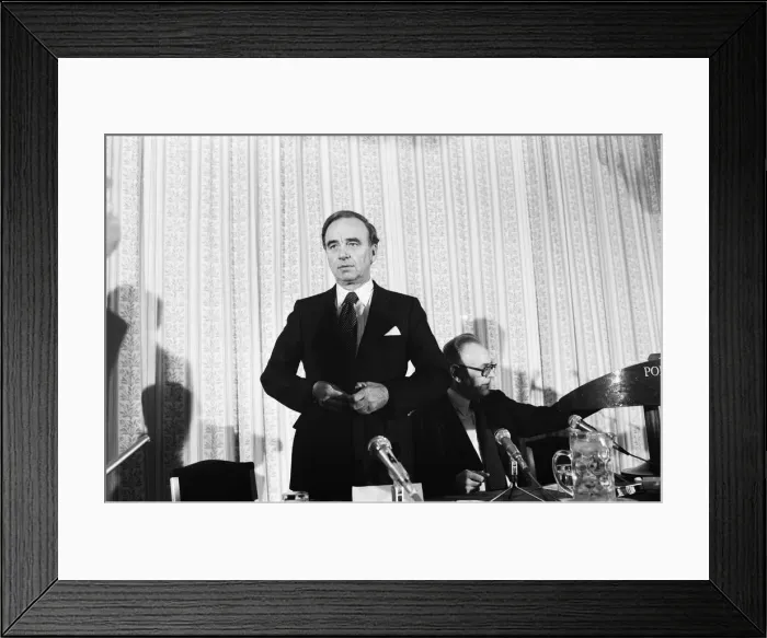Framed Print : Rupert Murdoch buys The Times newspaper. Pictured at a press conference on the future of