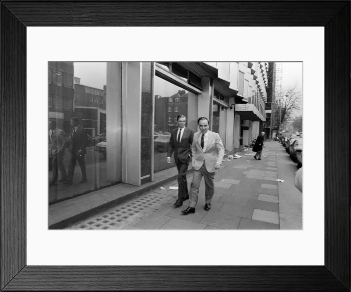 Framed Print : Rupert Murdoch leaving The Times building, Grans Inn Road, London. 20th February 1982