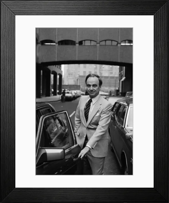 Framed Print : Rupert Murdoch leaving The Times building, Grans Inn Road, London. 20th February 1982