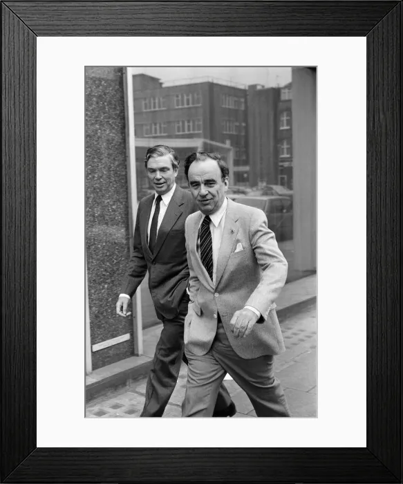 Framed Print : Rupert Murdoch leaving The Times building, Grans Inn Road, London. 20th February 1982 Framed Print : Rupert Murdoch leaving The Times building, Grans Inn Road, London. 20th February 1982