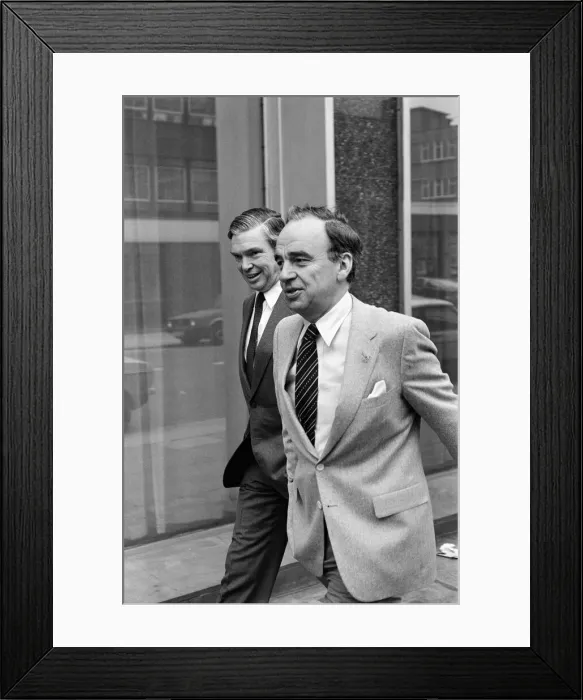 Framed Print : Rupert Murdoch leaving The Times building, Grans Inn Road, London. 20th February 1982 Framed Print : Rupert Murdoch leaving The Times building, Grans Inn Road, London. 20th February 1982