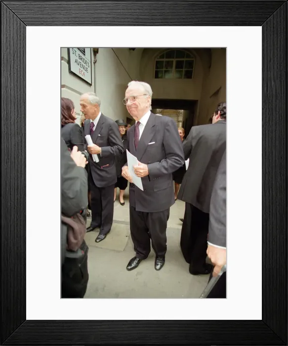 Framed Print : Memorial service for former Daily Mail editor Sir David English. Pictured, Rupert Murdoch