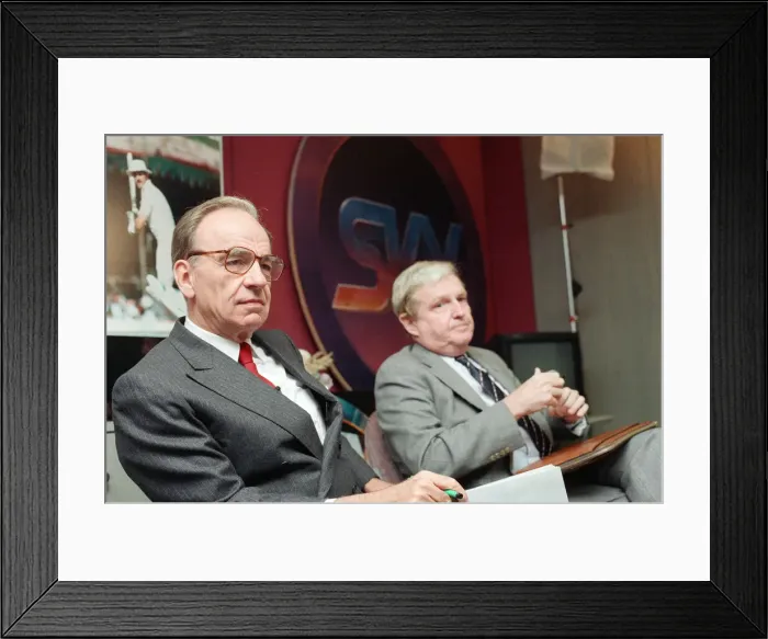 Framed Print : Rupert Murdoch (left) and Mark McCormack announce a deal in which Mr Murdoch Framed Print : Rupert Murdoch (left) and Mark McCormack announce a deal in which Mr Murdoch