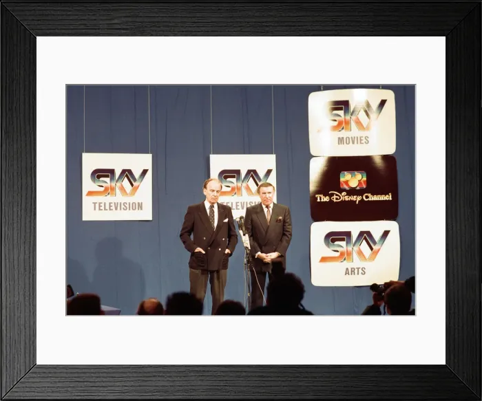 Framed Print : The launch of Sky TV. Rupert Murdoch and Andrew Neil. 5th February 1989 Framed Print : The launch of Sky TV. Rupert Murdoch and Andrew Neil. 5th February 1989