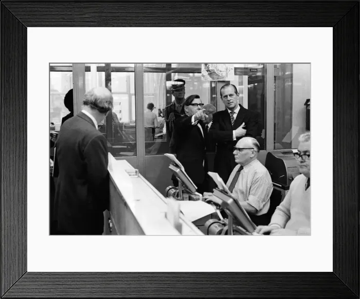 Framed Print : Prince Philip, Duke of Edinburgh visits the offices of the Daily Mirror, Holborn office Framed Print : Prince Philip, Duke of Edinburgh visits the offices of the Daily Mirror, Holborn office