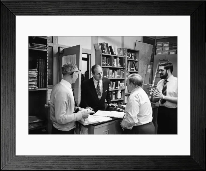 Framed Print : Prince Philip, Duke of Edinburgh visits the offices of the Daily Mirror, Holborn office Framed Print : Prince Philip, Duke of Edinburgh visits the offices of the Daily Mirror, Holborn office