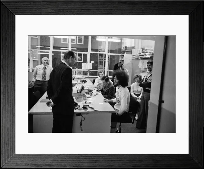 Framed Print : Prince Philip, Duke of Edinburgh visits the offices of the Daily Mirror, Holborn office Framed Print : Prince Philip, Duke of Edinburgh visits the offices of the Daily Mirror, Holborn office
