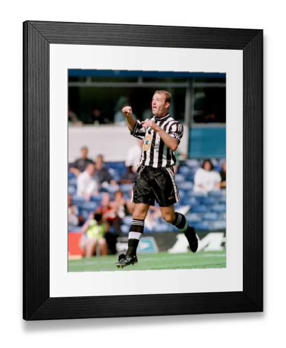 Framed Print : Alan Shearer scores a goal against Brimingham July 1997 The final score of the pre