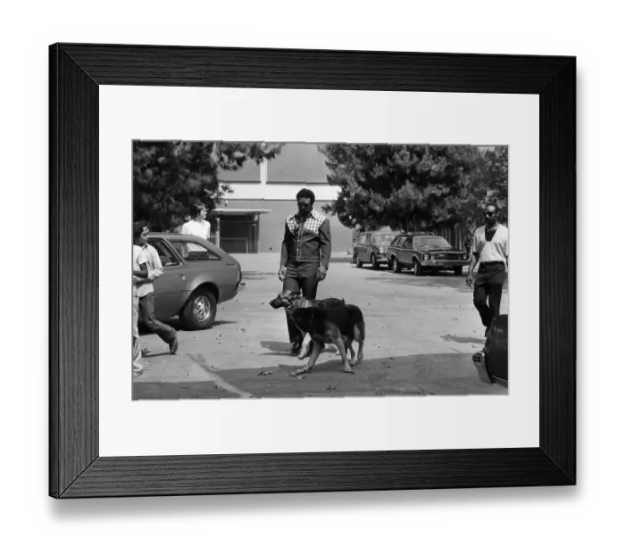 Framed Print : World boxing champion George Foreman pictured outside his training ground