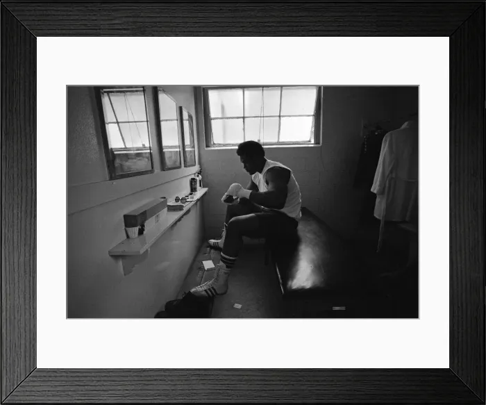 Framed Print : World boxing champion George Foreman trains at the Farigrounds in Pleasanton