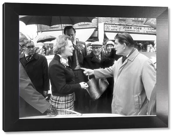 MARGARET THATCHER HAS HEATED CONVERSATION WITH LEONARD MALLET WHILST ON A WALKABOUT IN