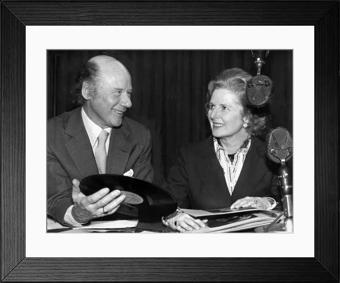 Framed Print : Roy Plomley with Margaret Thatcher - Radio 4 Desert Island Discs - 1978 Framed Print : Roy Plomley with Margaret Thatcher - Radio 4 Desert Island Discs - 1978