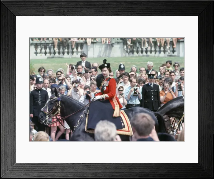 Framed Print : Her Majesty Queen Elizabeth II rides on horseback through The Mall in Central London Framed Print : Her Majesty Queen Elizabeth II rides on horseback through The Mall in Central London