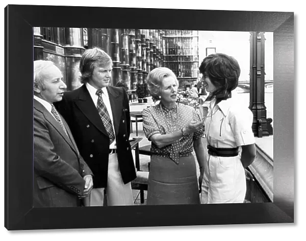 Margaret Thatcher with John Surtees, Ronnie Petereson and Davina Galica on the House of