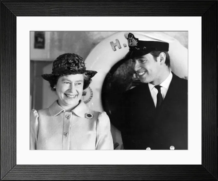 Framed Print : Smiles from Prince Andrew and Queen Elizabeth II, his mother