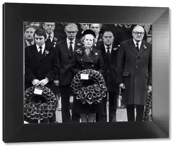 Margaret Thatcher with David Steele and Jim Callaghan at Remembrance Day Service