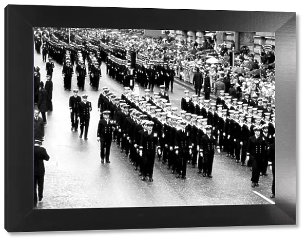 BRITISH SERVICEMEN AT THE START OF THE FALKLANDS PARADE THROUGH THE CITY OF LONDON - 12TH