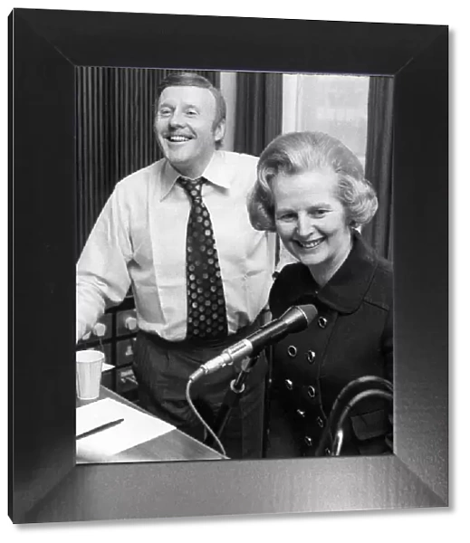 Margaret Thatcher and Jimmy Young in BBC radio studio - February 1975