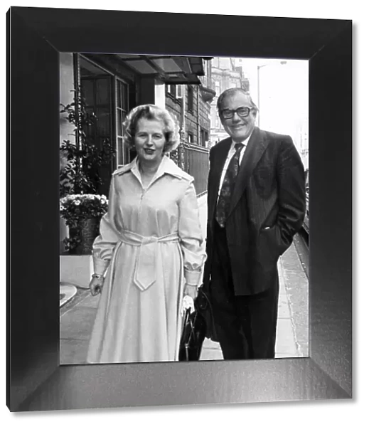 Margaret Thatcher and Reginald Maudling arriving at meeting at Claridges