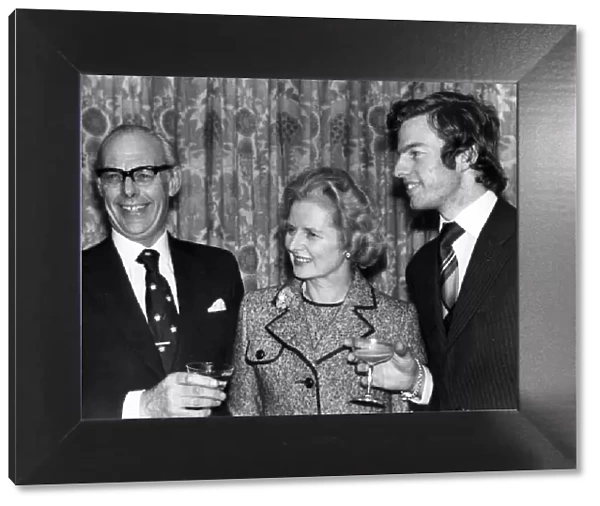 Margaret Thatcher with husband Denis and son Mark celebrating her election as leader of