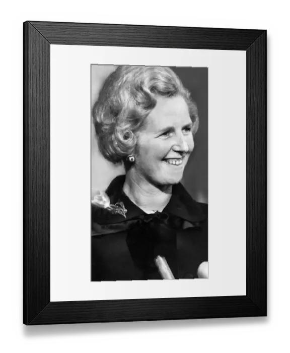 Framed Print : Margaret Thatcher at press conference following election as Tory leader - February 1975