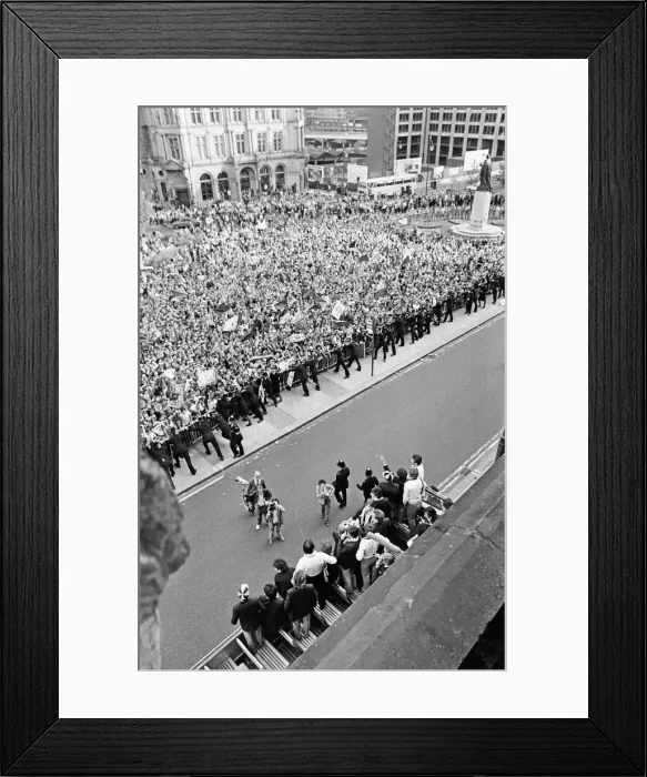 Framed Print : Newly crowned European champions Aston Villa, parade the European Champions Cup trophy to Framed Print : Newly crowned European champions Aston Villa, parade the European Champions Cup trophy to