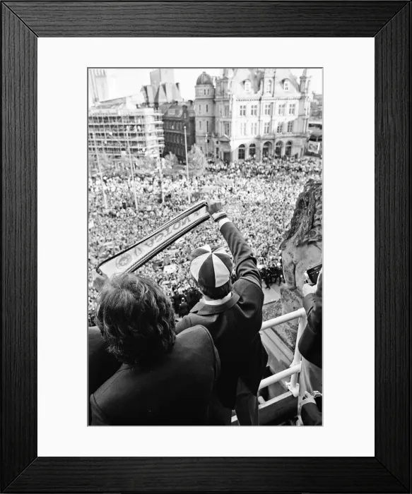 Framed Print : Newly crowned European champions Aston Villa, parade the European Champions Cup trophy to Framed Print : Newly crowned European champions Aston Villa, parade the European Champions Cup trophy to