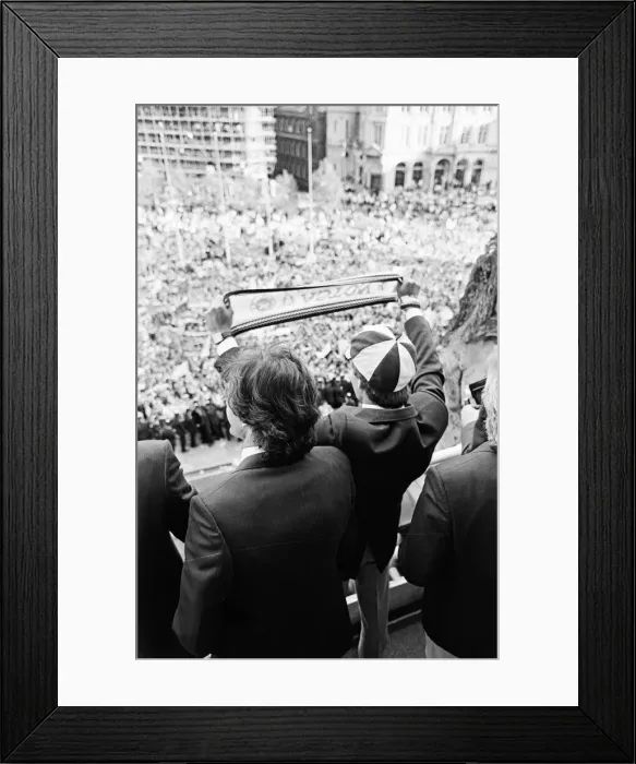 Framed Print : Newly crowned European champions Aston Villa, parade the European Champions Cup trophy to Framed Print : Newly crowned European champions Aston Villa, parade the European Champions Cup trophy to