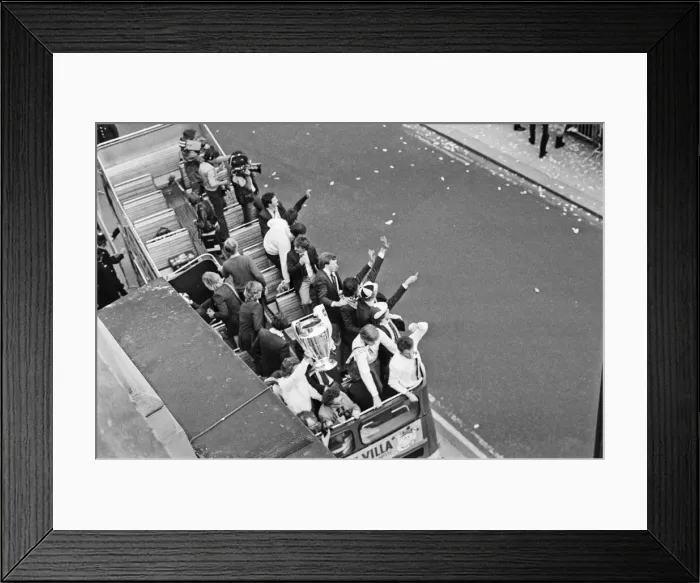 Framed Print : Newly crowned European champions Aston Villa, parade the European Champions Cup trophy to Framed Print : Newly crowned European champions Aston Villa, parade the European Champions Cup trophy to