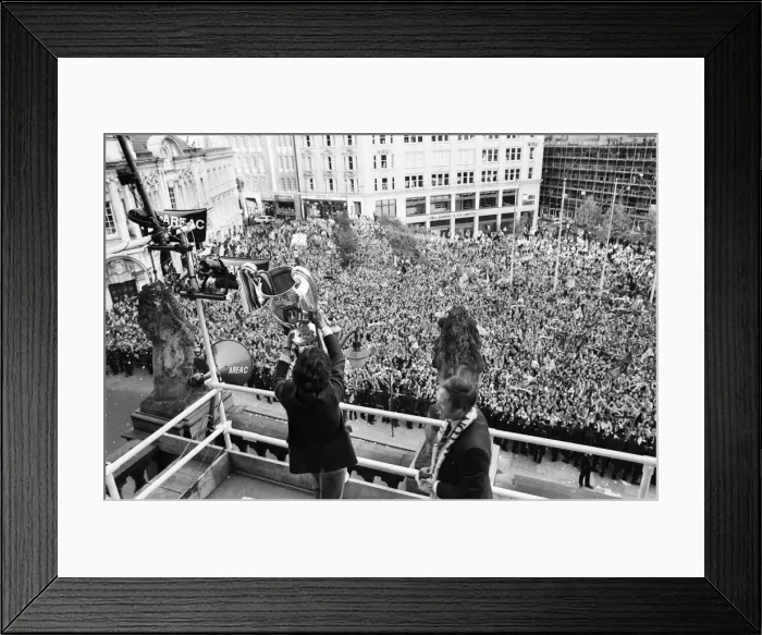 Framed Print : Newly crowned European champions Aston Villa, parade the European Champions Cup trophy to Framed Print : Newly crowned European champions Aston Villa, parade the European Champions Cup trophy to
