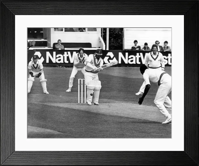 Framed Print : Sport - Cricket - Glamorgan County Cricket Club - Hugh Morris the Glamorgan batsman plays