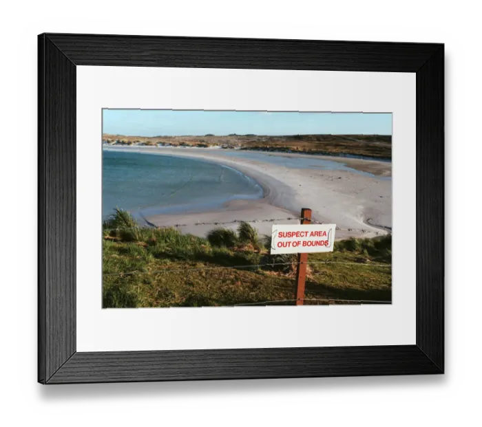 Framed Print : Falkland Islands re-visited. Suspect Area out of bounds due to the war - 5th March 1999