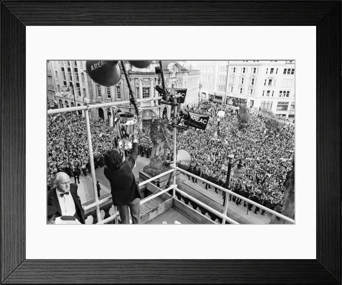 Framed Print : Newly crowned European champions Aston Villa, parade the European Champions Cup trophy to Framed Print : Newly crowned European champions Aston Villa, parade the European Champions Cup trophy to