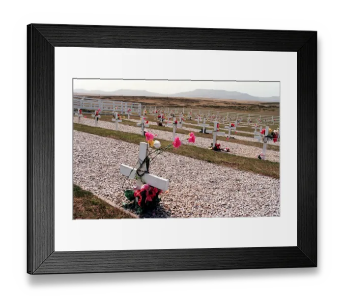 Framed Print : Falkland Islands re-visited. Argentinian War graves - 5th March 1999 Framed Print : Falkland Islands re-visited. Argentinian War graves - 5th March 1999