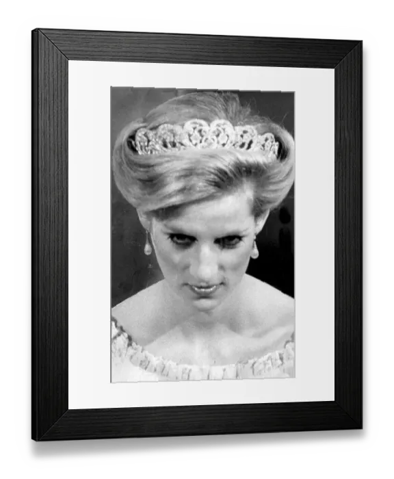 Framed Print : Princess Diana wearing tiara and new hair style - November 1984