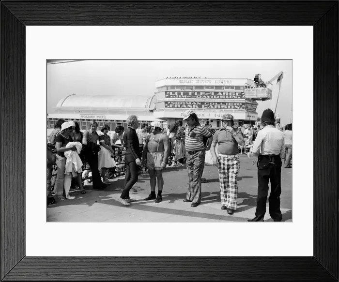 Framed Print : TV stars in Blackpool, Lancashire. August 1977. Danny La Rue and Les Dawson